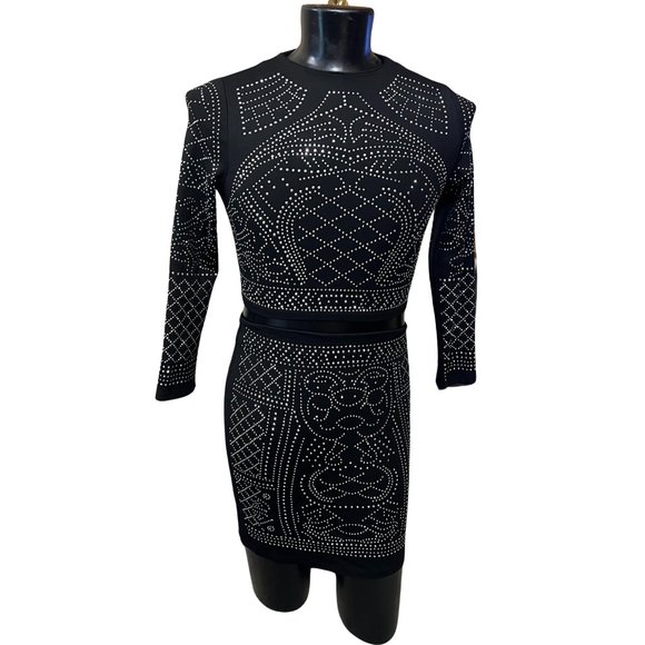 meaveor 2 Pieces Top Midi Studded Skirt Set For Kids Girls - Picture 1 of 12